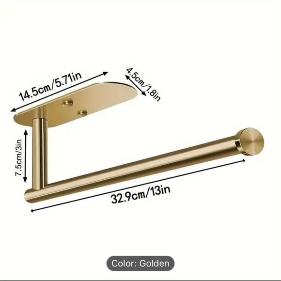 1 piece golden Paper towel holder 2 way attachment - Picture 2 of 2